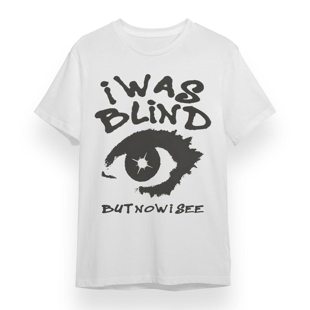 

Women s Plus Size T-shirt With I Was Blind Butnowisee Graphic White Cotton Tee L