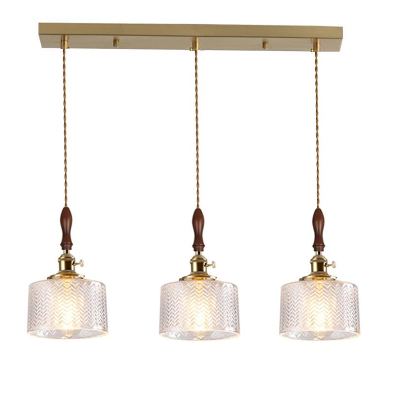 Suspension Green Stripe Glass Chandelier E27 Restaurant Pendant Light For Dining Room Kitchen Cafe Bedside Hanging Lamp Fixtures