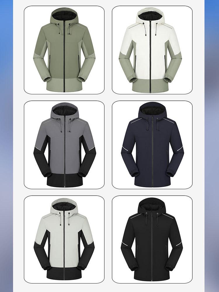 Unisex Reflective Windbreaker: Custom Logo, Waterproof, Windproof, Plus Velvet, Composite Cotton for Mountaineering and Work.