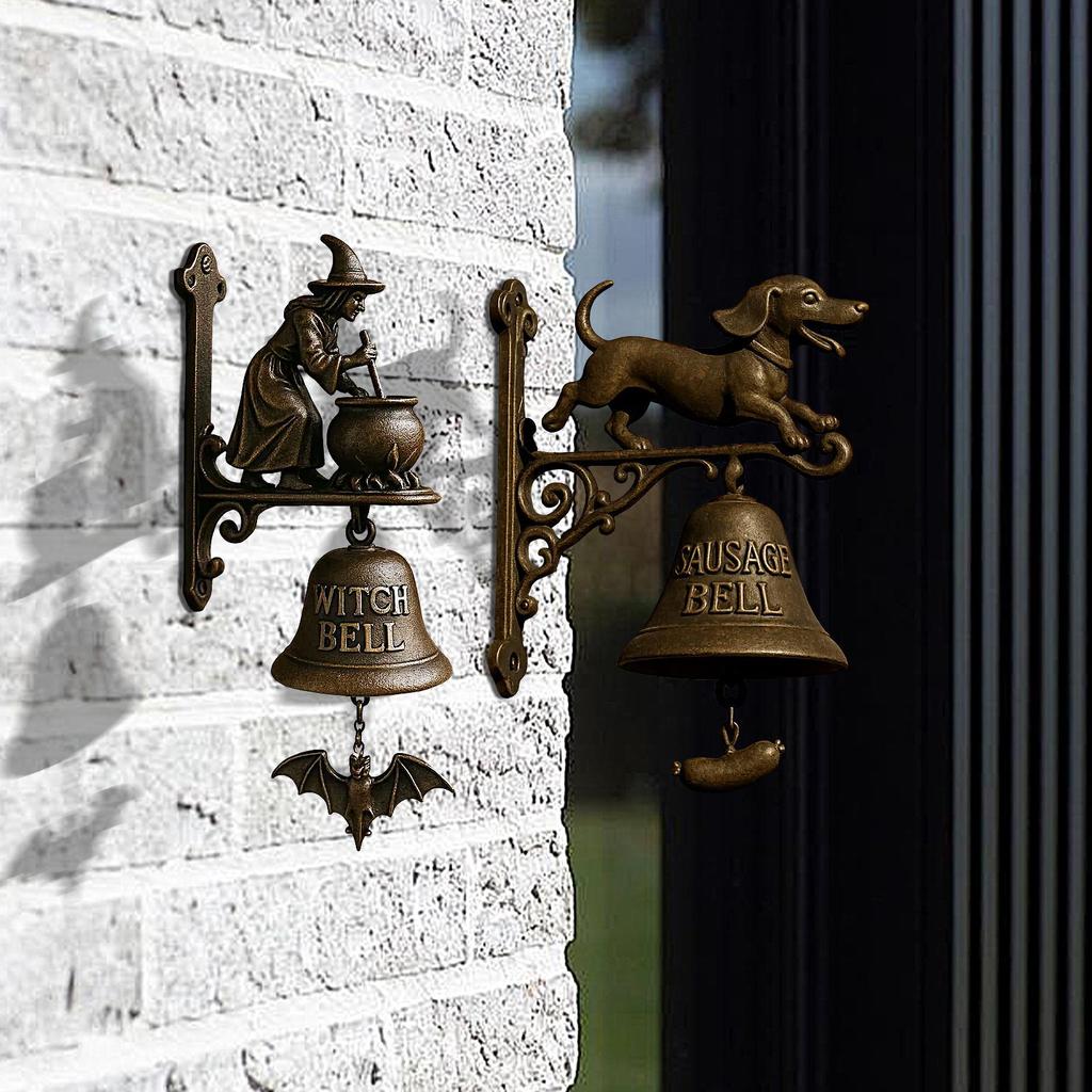 Witch Bell Wind Chimes Witch Iron Broom Door Hanger Hanging Decorations Dachshund Dog Door Chime