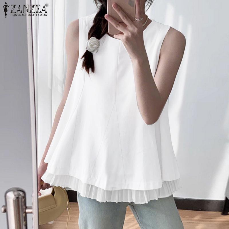 ZANZEA Women Casual Round Neck Summer Sleeveless Tank Tops