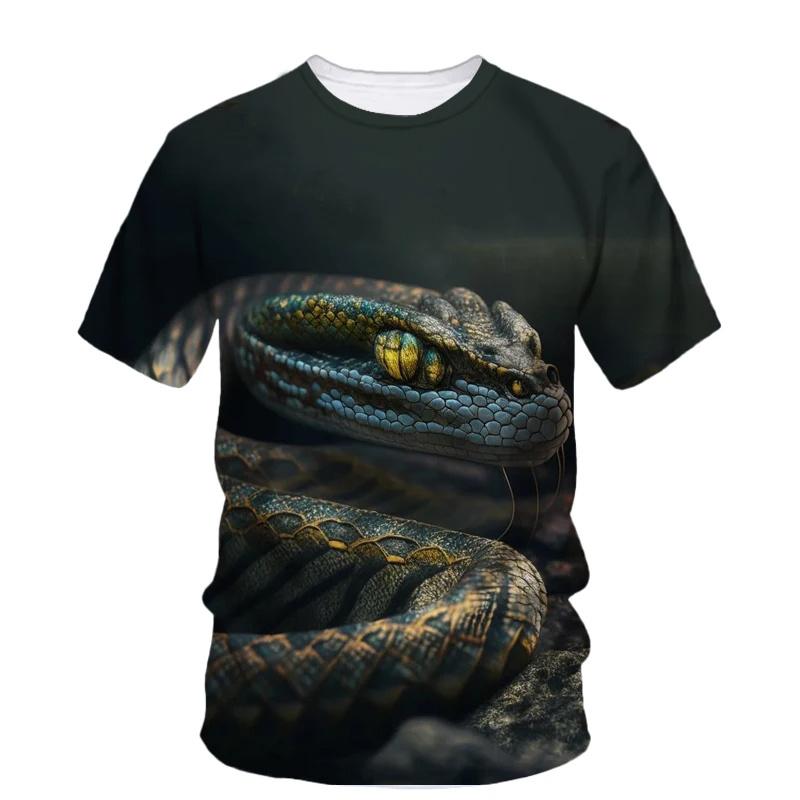 3D Print Scary Snake T Shirt Men Python Animal Graphic Tees Summer Street Women O-Neck Tops Loose Fashion Oversize T-Shirts