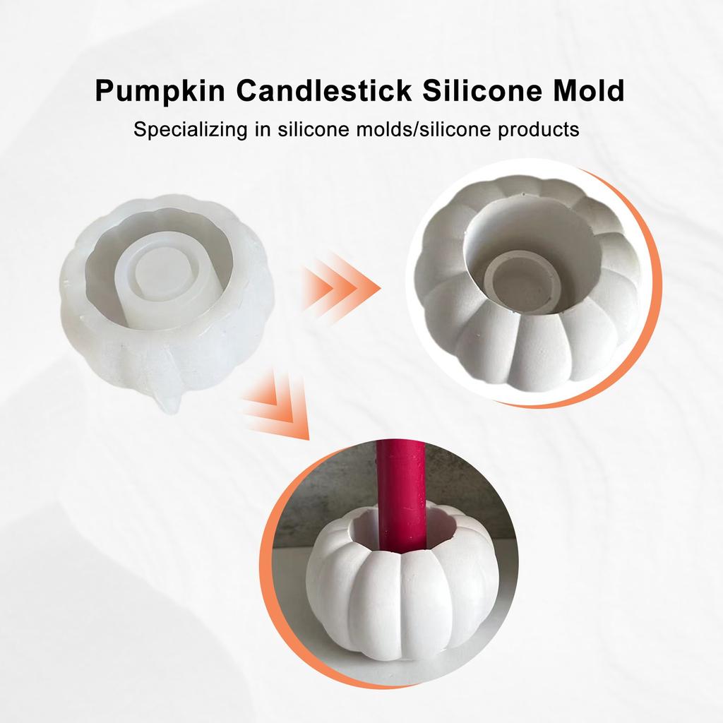 შემოდგომის კუშაუს სასანთლე სილიკონის ყალიბი ჰელოუინის გრძელი სანთლის დამჭერი თაბაშირის ცემენტის ყალიბი