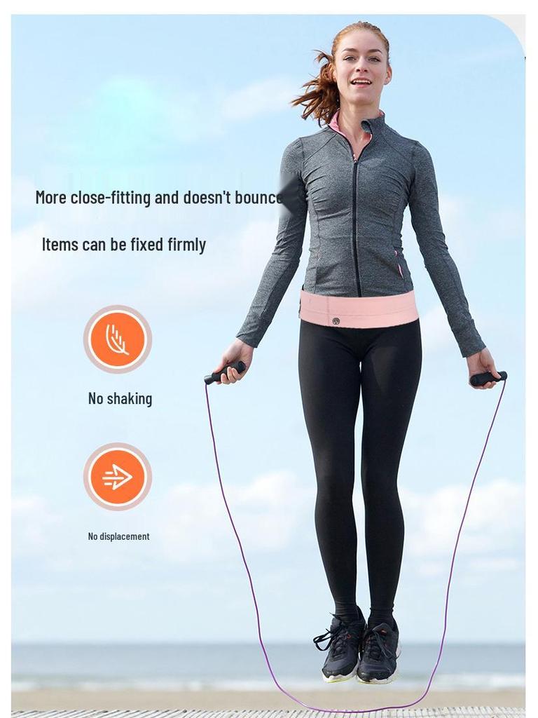 Unisex Large Capacity Elastic Running Waist Belt - Double Layer, Invisible Phone Storage for Marathon & Fitness