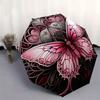 Stunning Pink Butterfly Stained Cute Wall Art Umbrella, Cute Umbrella with Cute Design, Portable 3-Fold Compact Umbrella for Men & Women, Valentine's