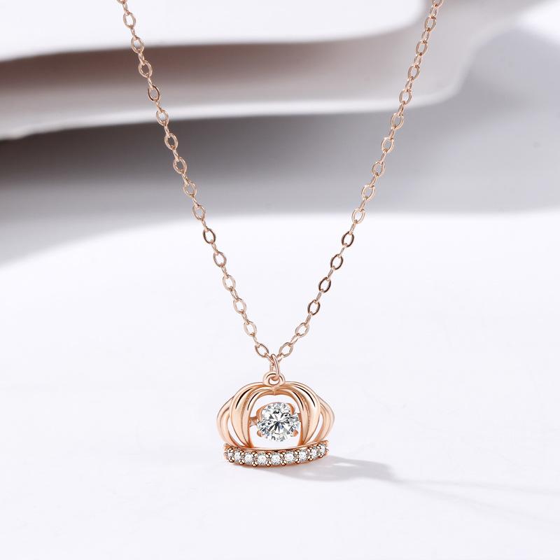 Smart Necklace Female Creative Korean Version Of Fashion Beating Heart Crown Pendant Item Jewelry Premium Durable