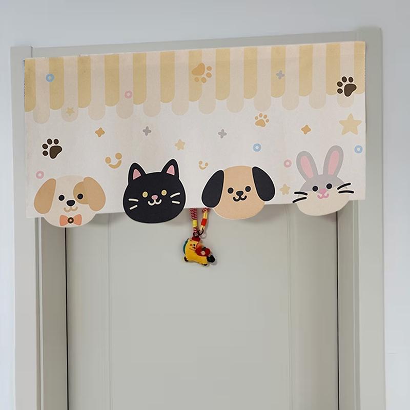 Animal Design Cartoon Door Curtain Self-Adhesive Non Perforated Home Decoration For Door , Window, Kitchen, Basement