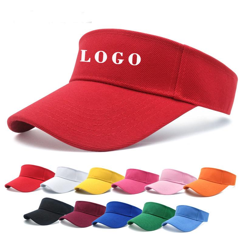 Custom Color Summer Beach Visor Hat Outdoor Sun Protection Curved Brim Striped Style for Sports Travel Fishing Empty Top Gorras