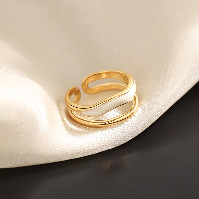 Double Layer Wave S925 Silver Open Ring - Women's Korean Fashion, Exquisite Simple Cold Style Index Finger Ring.