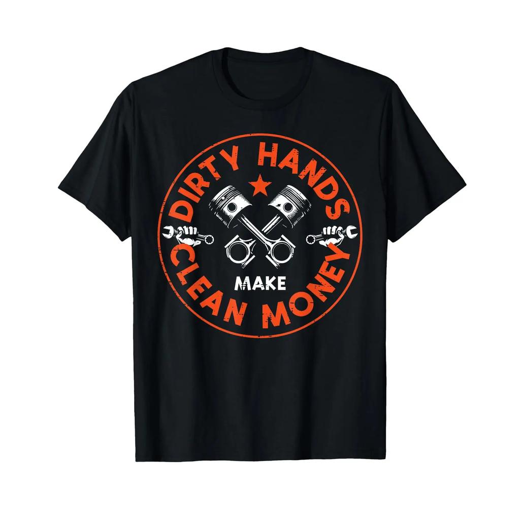 Mechanic Dirty Hands Clean Car Money Automotive T Shirt Vintage Soft Slightly Designer Clothes Breathable Unisex Stylish