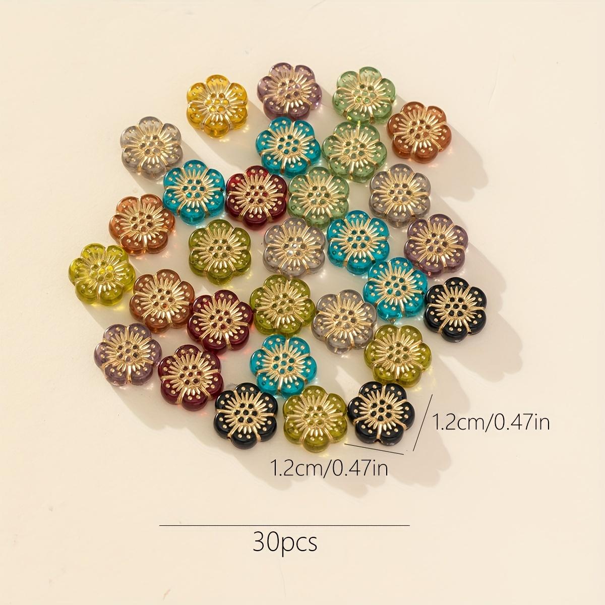 [Retro Plum Blossom Beads] 30 Mixed Color Retro Gold-Plated Plum Blossom Beads | DIY Craft Accessories