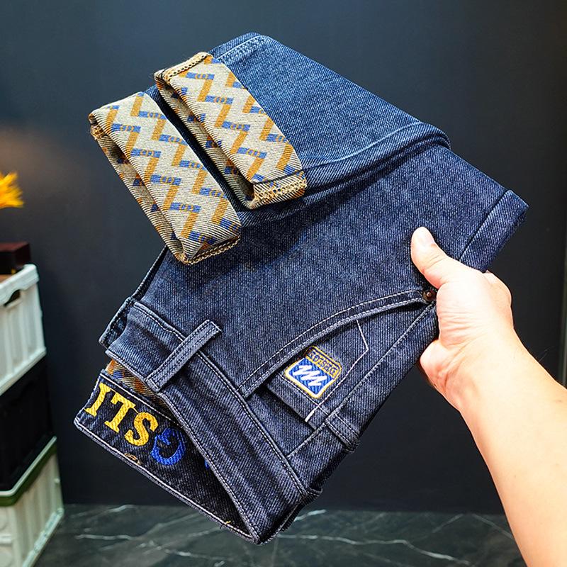 

Мужские модные джинсы свободного кроя с прямой штаниной и вышивкой на весну и осень 2025 года 30