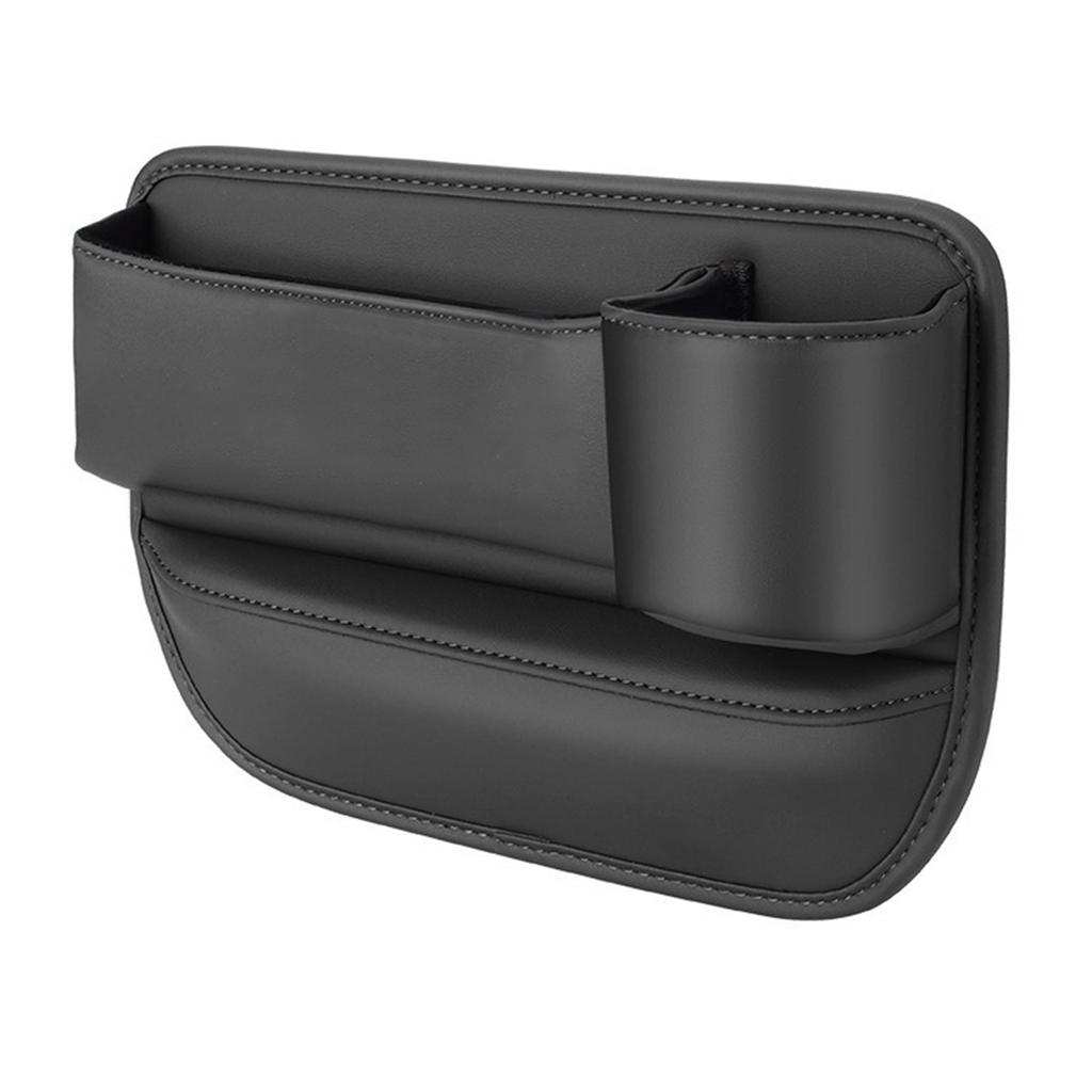 Interior Accessory Seat Filler with Cup Holder Leather Organizer Box Auto Bag Front Seat Storage Box
