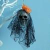 Halloween Hanging Ghost Skull Decoration: Spooky Foam Skull Head Lace Ornament