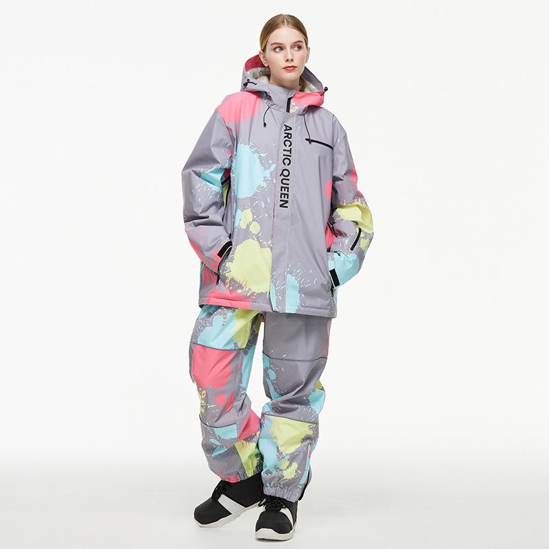 Skiwear men and women winter outdoor waterproof windproof thickened warm thickened snowboard snowboarding clothes ski suit set