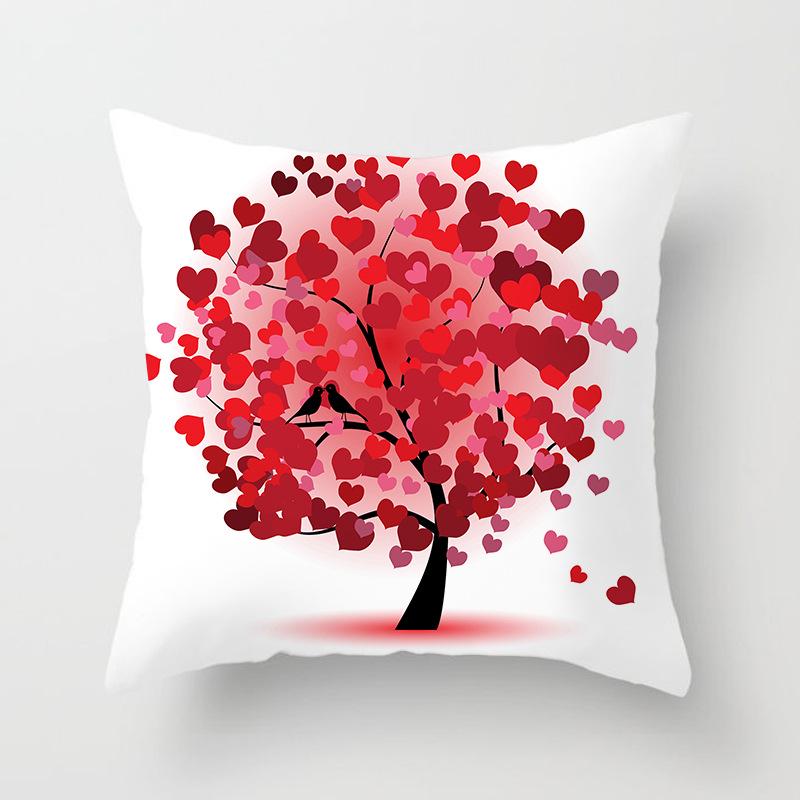 Painted Tree Digital Printed Peach Skin Square Pillow Cushion Cover Home Furnishings