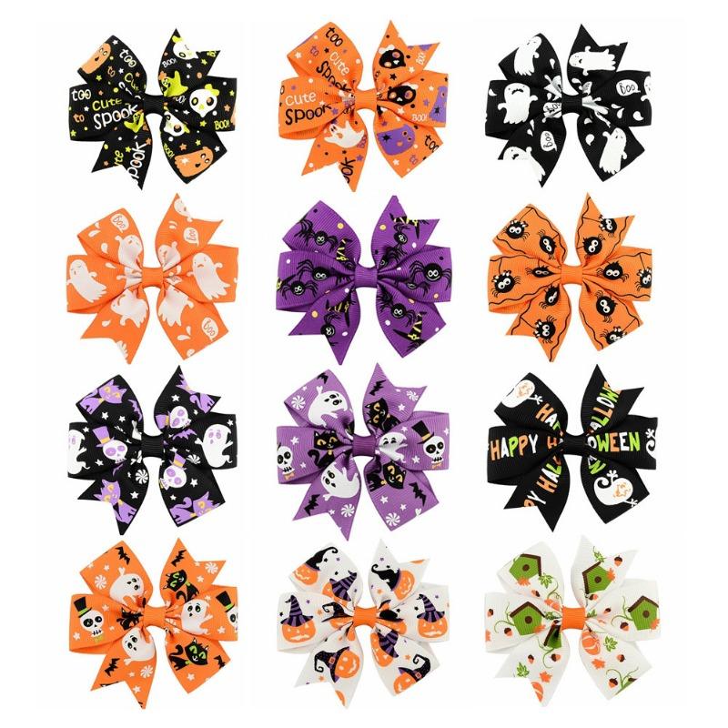 12pcs Halloween Bowknot Hair Pin Halloween Head Decoration