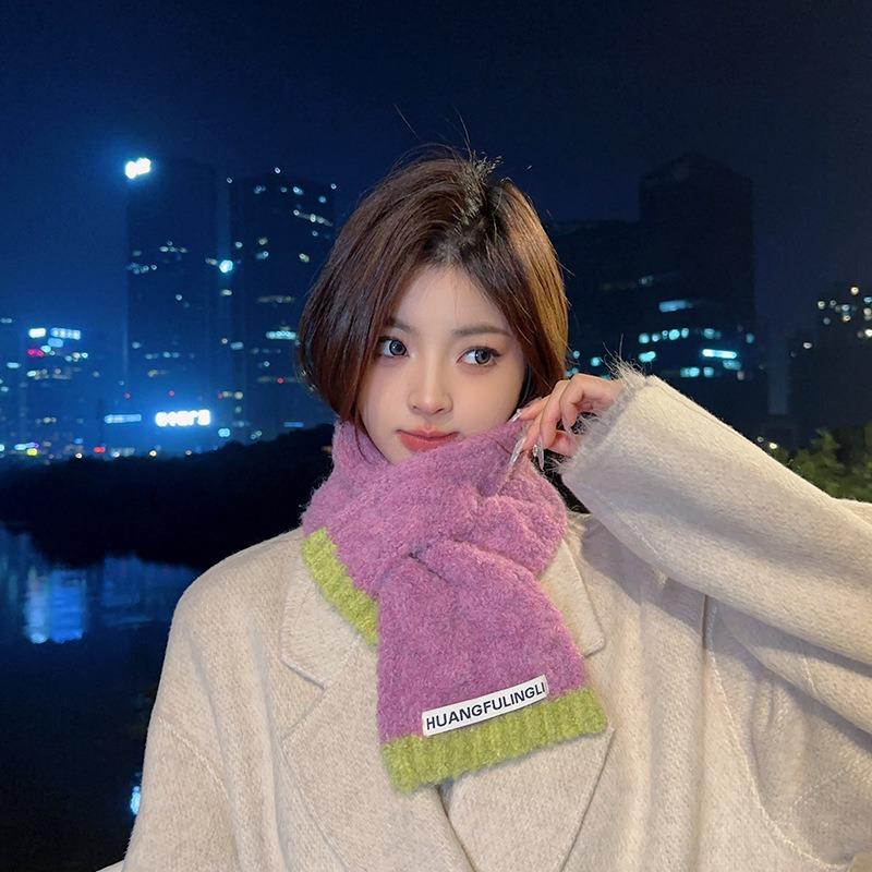 New scarf women's autumn and winter warm plush scarf thickened cute girl heart small fresh neck cover