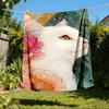 1pc Cat Flowers Outdoor Blanket - Soft Flannel Cozy for Travel & Camping - All-Season Warm Bed Cover, Machine Washable Yy251229062