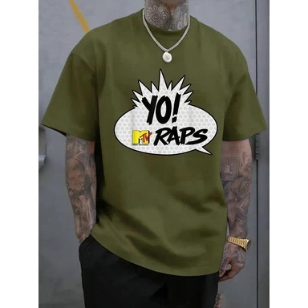 

Men s YO! RAPS MTV Logo Graphic T-Shirt Casual Crew Neck Short Sleeve 6XL