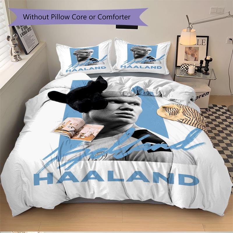 Football Star Haaland Print 3Pcs Bedding Setduvet Cover With 2 Bedropillowcase Home Birthday Gift