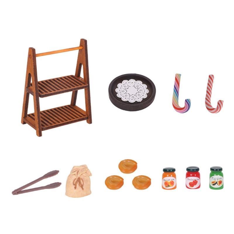 Realistic Dollhouses Candy Display Shelf Pastries Resin Structure Compatible With Miniature Furniture