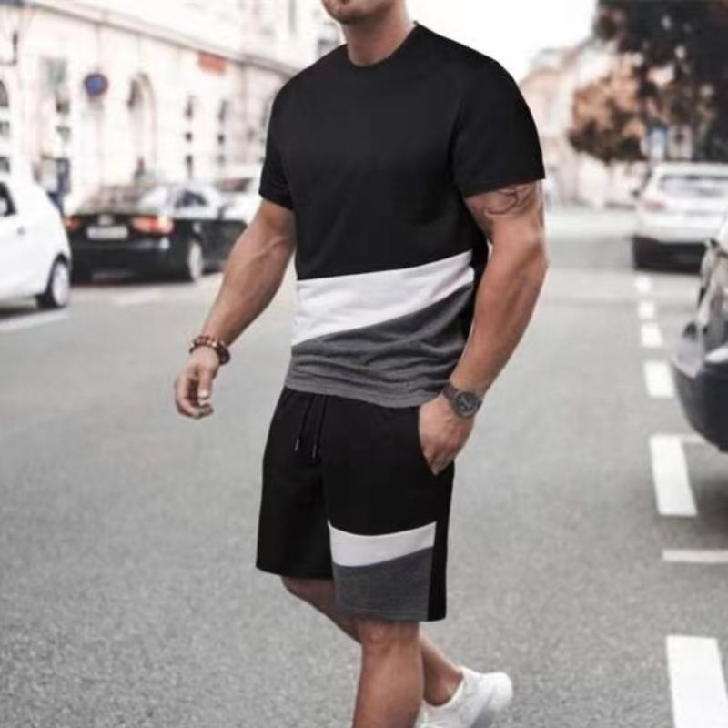 Summer Men Set New Tee Outfit Sweat Suit Tshirt For Man Sportswear Men Short Suit Casual T-Shirt+Shorts 2Piece Mens Tshirts Sets