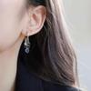 1Pair of Versatile Simple Design Black Love Earrings Fashion Style Temperament Fringed Ear Buckle Earrings