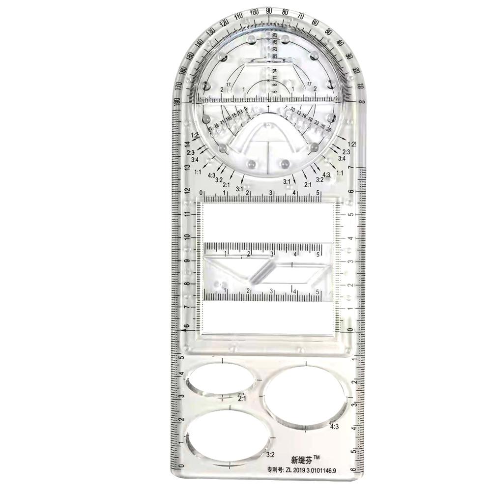 Multifunctional Geometric Ruler, Mathematics Drawing Ruler for Kids Architect Stereo Geometry Ellipse Drafting Scale Ruler