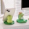 Grod/Sköldpadda Rökelsepinnehållare med Lotusblad Telefonhållare Söt Harts Skrivbords prydnad för Hem Kontor Bord Hylla Dekor