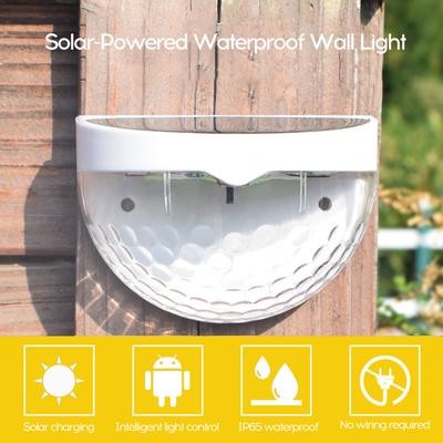 2pcs Solar Fence Light 6led Semi-circular Table Step Light Garden Wall Light