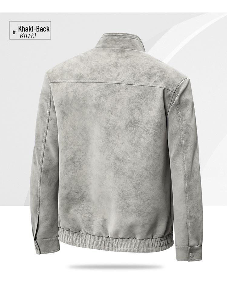 Men's Genuine Leather Stand Collar Jacket - Trendy, Versatile, Business Casual Motorcycle Outerwear