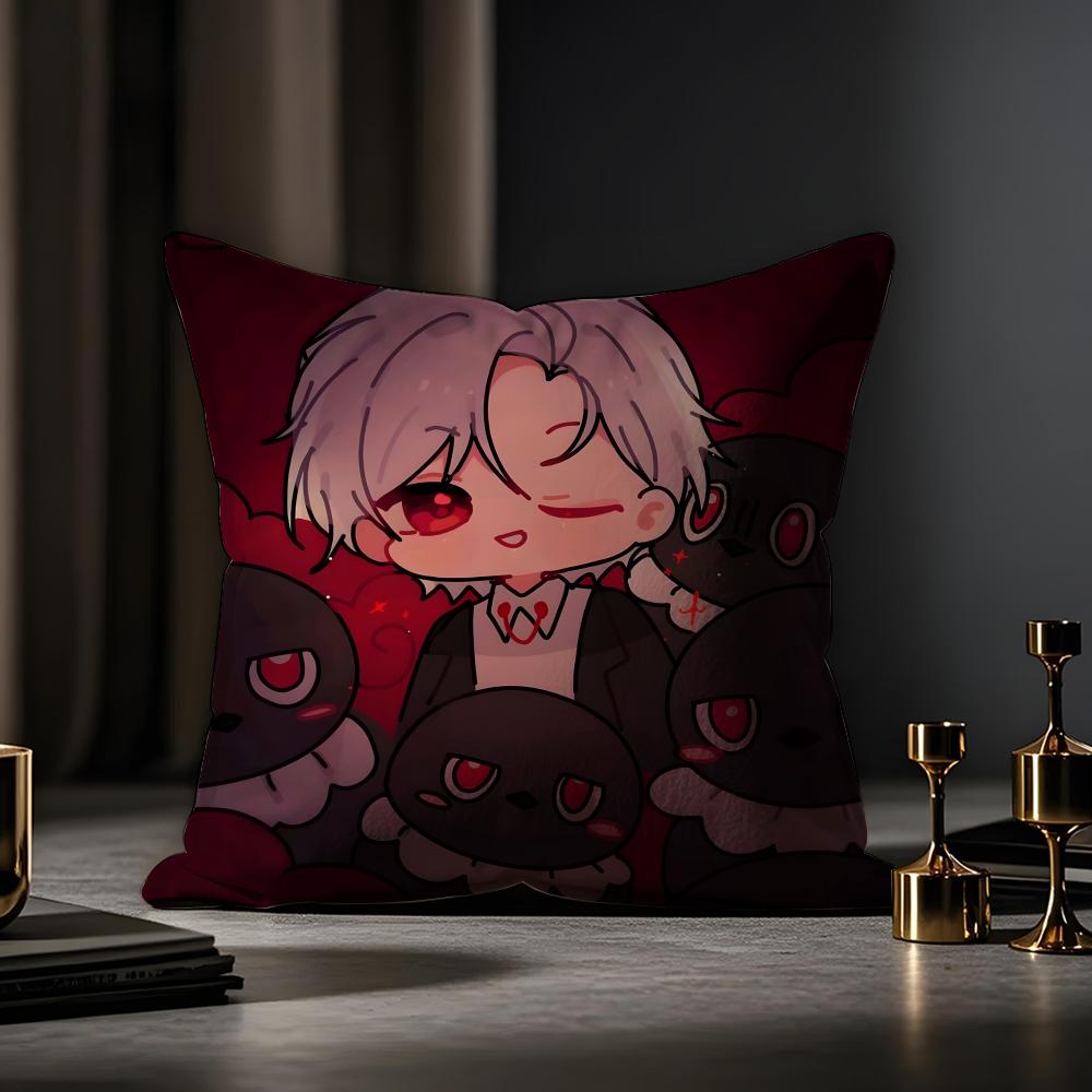 Love and Deepspace Sylus chibi Cushion Cover Case Antidustmite Pillowcase Invisible zipper silky short plush Sofa cushion cover