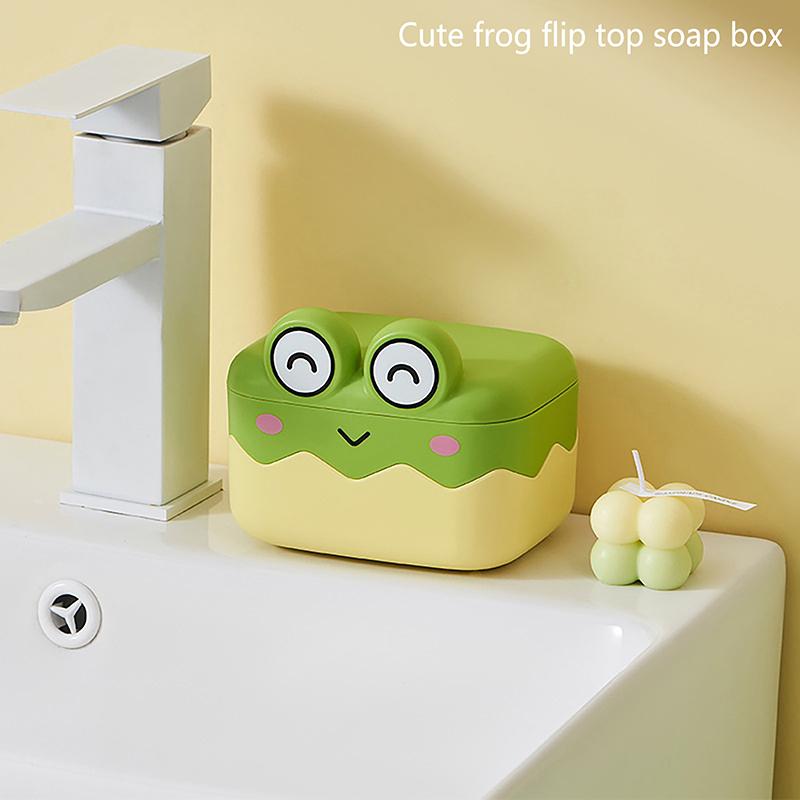 Drain Soap Box Cute Frog Shape Portable Plastic Animal Box Non-Slip Bathroom Home Decoration Pp Material Shower Holder