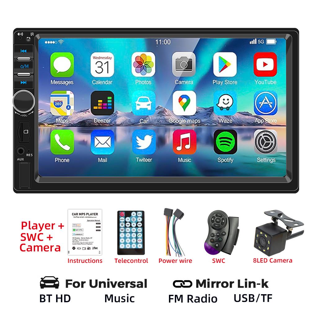 HIPPBQCC Car Radio 2Din 7 Inch Multimedia MP5 Steres Player Car Bluetooth Audio USB TF FM Mirror Link With Rear Camera Universal