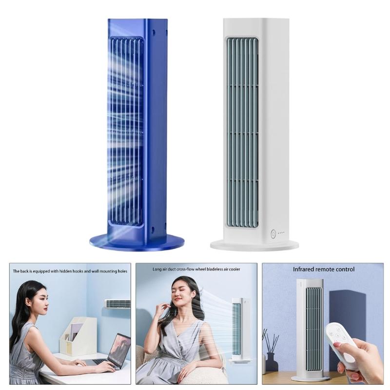 Standing Leafless Tower Fan with Remote Control Wall-mounted Bladeless Air Conditioner Fan for Office Home Use