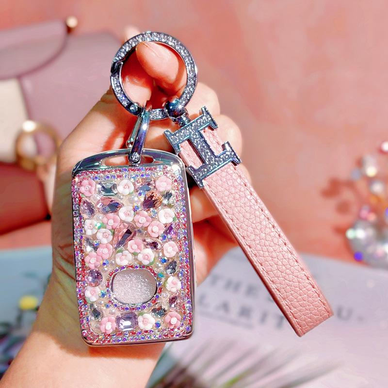 20-21 Mazda 3 Axela & CX30 Key Case with Rhinestone Buckle for Women
