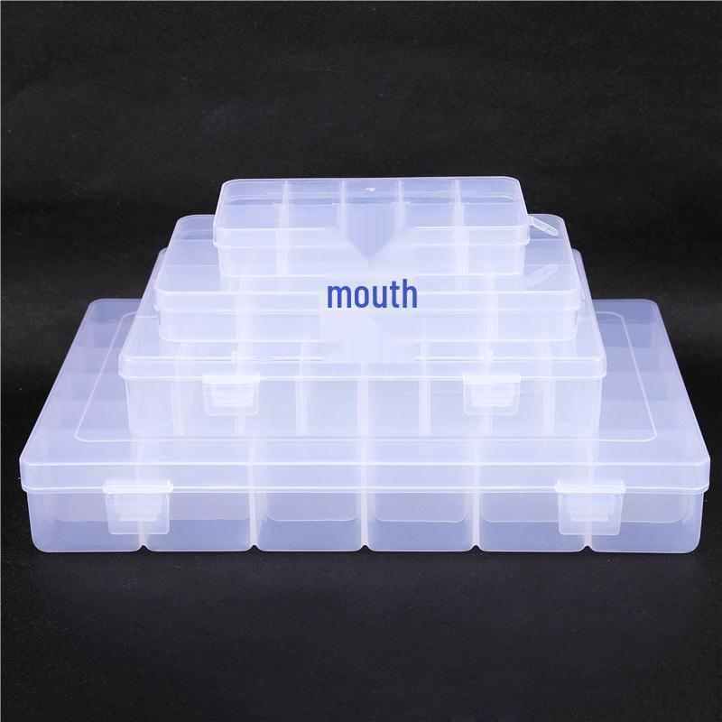 

Clear Multi-Compartment Organizer: Jewelry, Cosmetics & Pills - Customizable with 10, 15, or 36 Compartments 10 Compartment Box