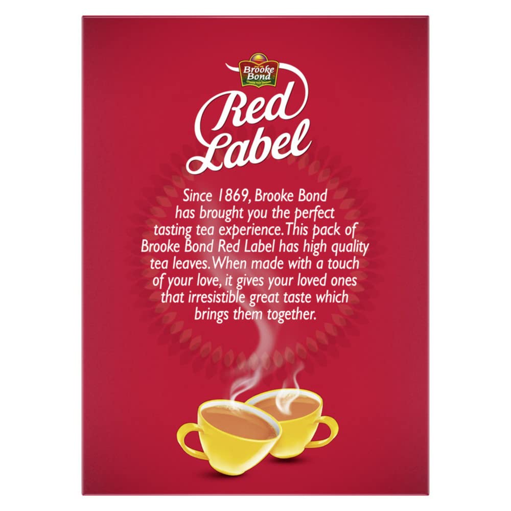 Brooke Bond Red Label Tea 1 Kg Pack of 1 Ginger Cardamom Basil CTC Blend Rich Taste