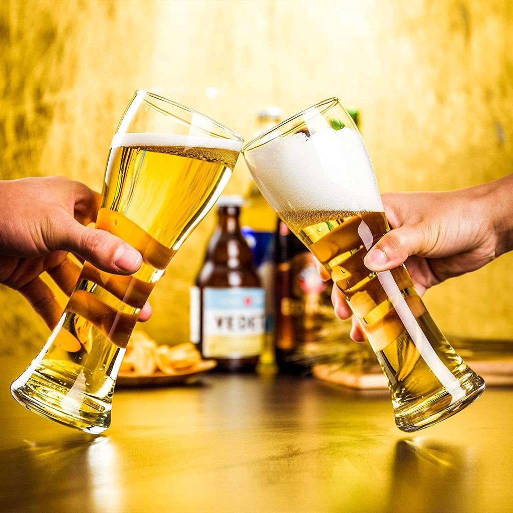 Morning Place Stylish Beer Glasses, Set of 4, Foaming, Dishwasher Safe, 500ml (Set of 4)