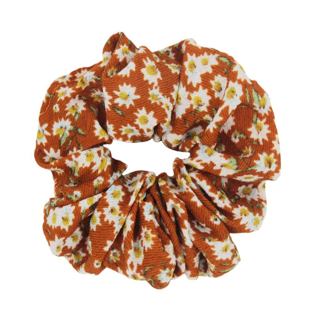 Korean Daisy Floral Hair Tie - Polyester Cotton Elastic Band
