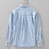 Japanese-Style Denim Print Turn-Down Collar Long-Sleeve Shirt for Men, Loose Casual Stylish Top Jacket for Spring and Autumn
