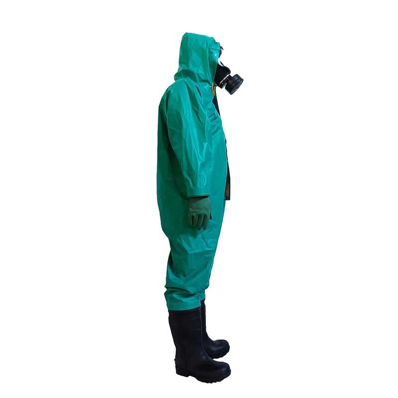 Grüner chemikalienbeständiger PVC-Anzug: Säure- und alkalibeständiger, Ganzkörper-, flüssigkeitsdichter, langlebiger Notfall-Feuerwehrschutzkleidung