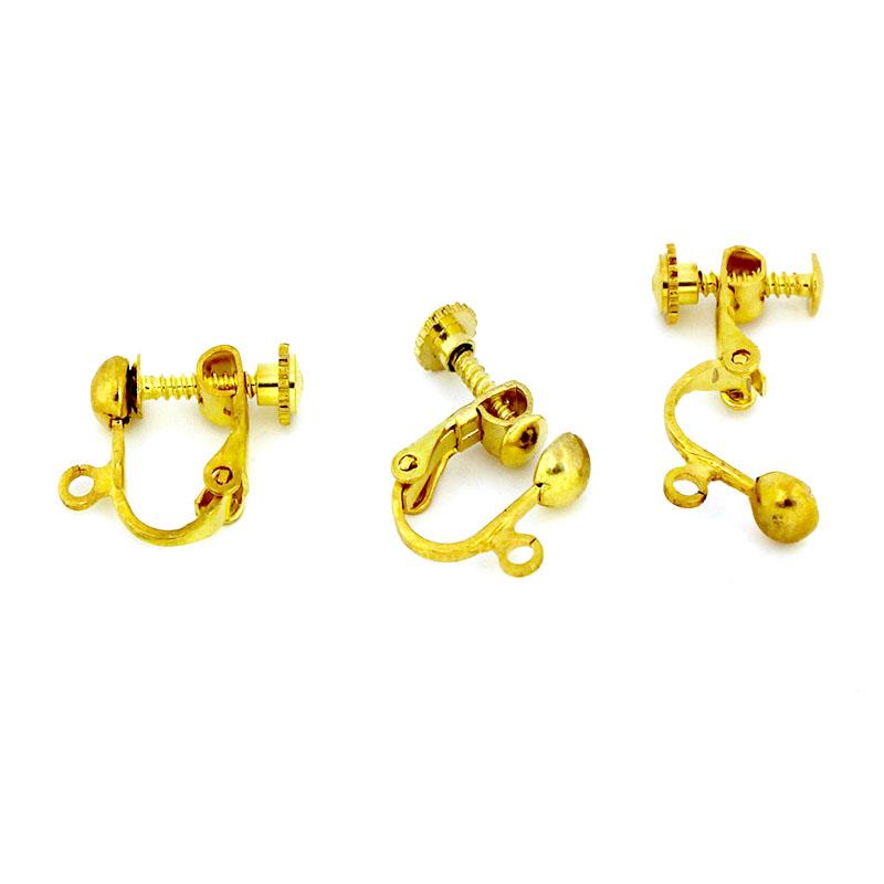 10Pcs Brass Screw Ear Clip-on Earring Converter Ear Cuffs No Piercing DIY Earring Findings Jewelry Making Supplies