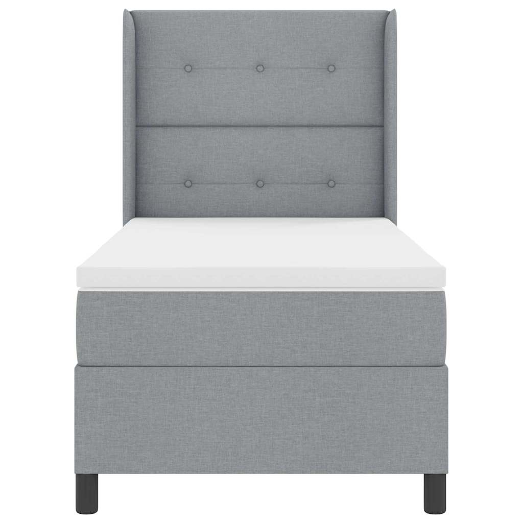 LED Boxspring Bed with Headboard Light Gray 100 X 200 Cm Fabric