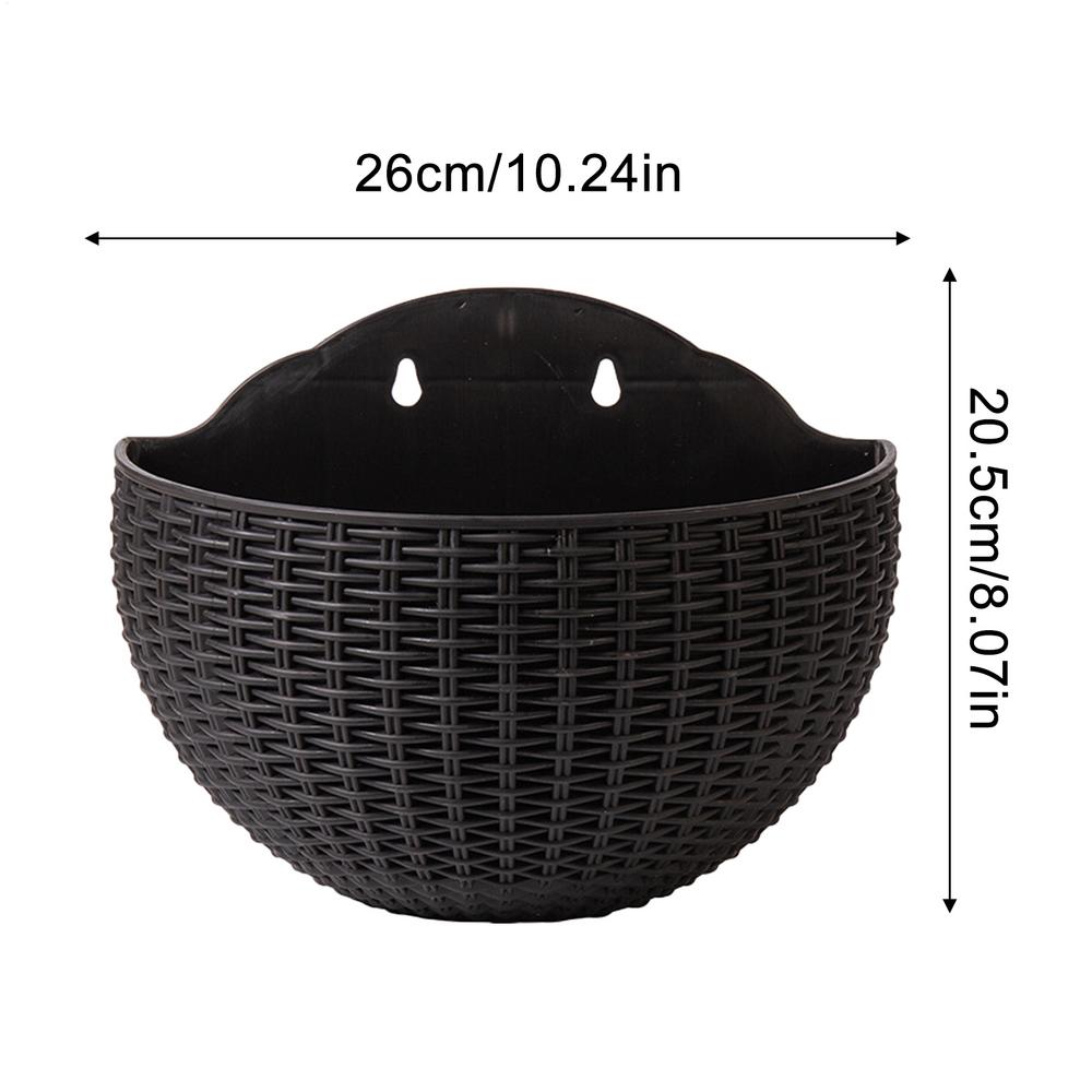 

Wall-Mounted Plant Pot Imitation Rattan Wall-Mounted Pots For Flowers Pothos Orchid Container Semicircular For Balcony Apartment чорний