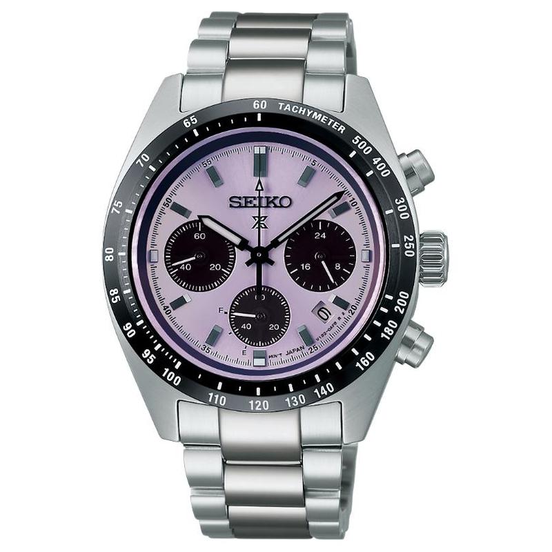 SEIKO 100 meters waterproof solar Quartz Steel Strap 39mm men s watch purple dial SSC955 синий