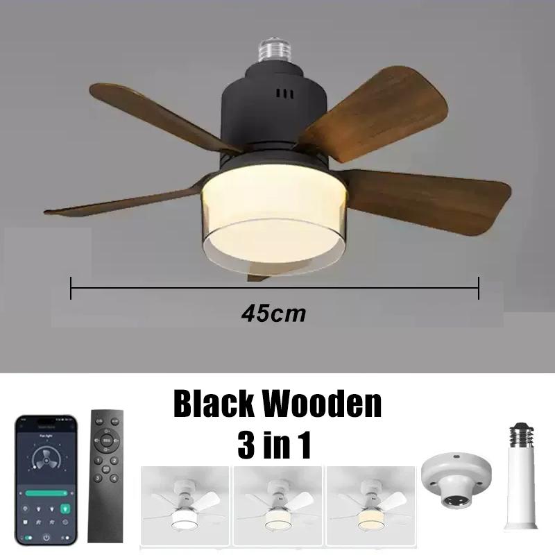LED Ceiling Fan Light E27 with APP&Remote Control Dimming 6-speed Adjustable Wind Speed Suitable for Living Room Study Home Use