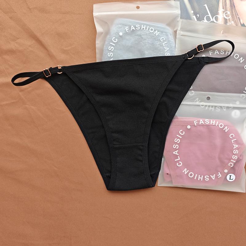 

Стринги из хлопка с тонкими бретельками, сексуальные, с низкой посадкой для женщин - европейский и американский стиль с полузакрытыми ягодицами L