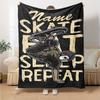 Custom Name skateboard Theme Printed Blanket - Perfect for Couch, Bed, Travel & Outdoor Use | Machine Washable, Cozy & Durable.